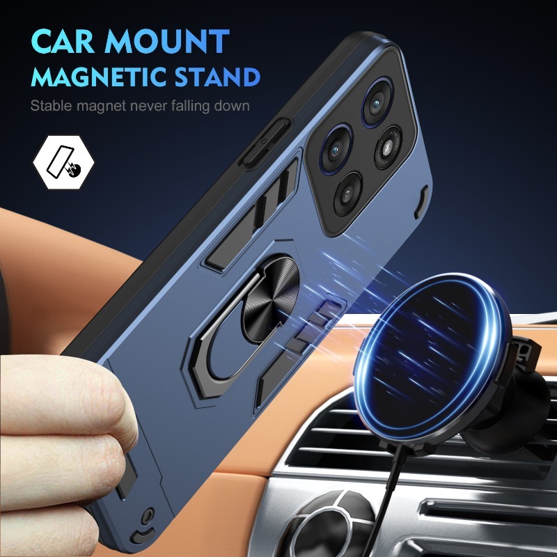 Phone Cases Moto G 2025 - Armor Shockproof Magnetic Holder Cover For