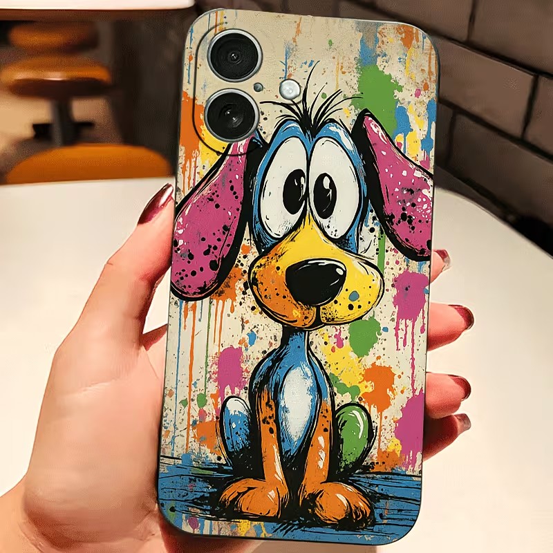 Phone Cases For Iphone 11 - Graffiti Colored Puppy TPU Phone Case