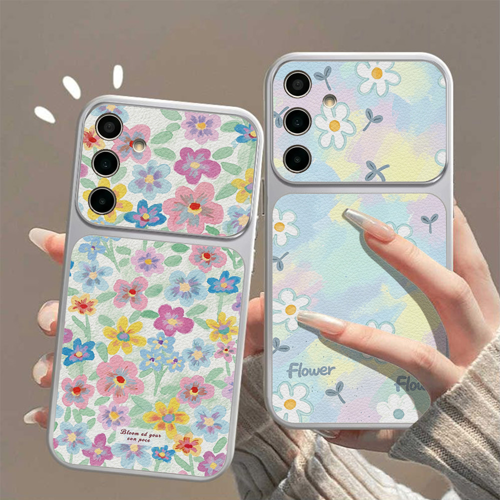 Phone Cases For Samsung - Colorful Floral Leather Phone Case For