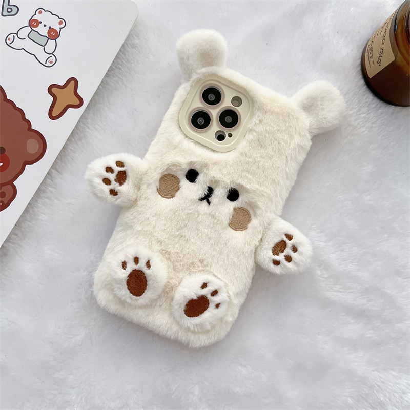 Korean 3D Cartoon Bear Fluffy  - Phone Cases Protective review and price