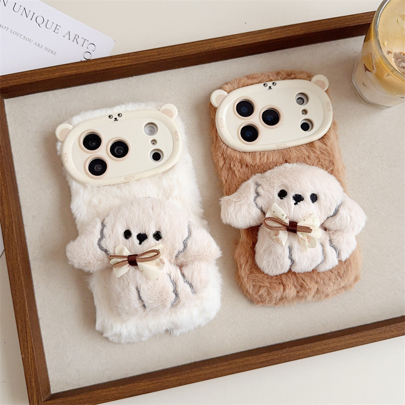 3D Cartoon Bowknot Puppy Warm  - Phone Cases For Iphone 11 review and price