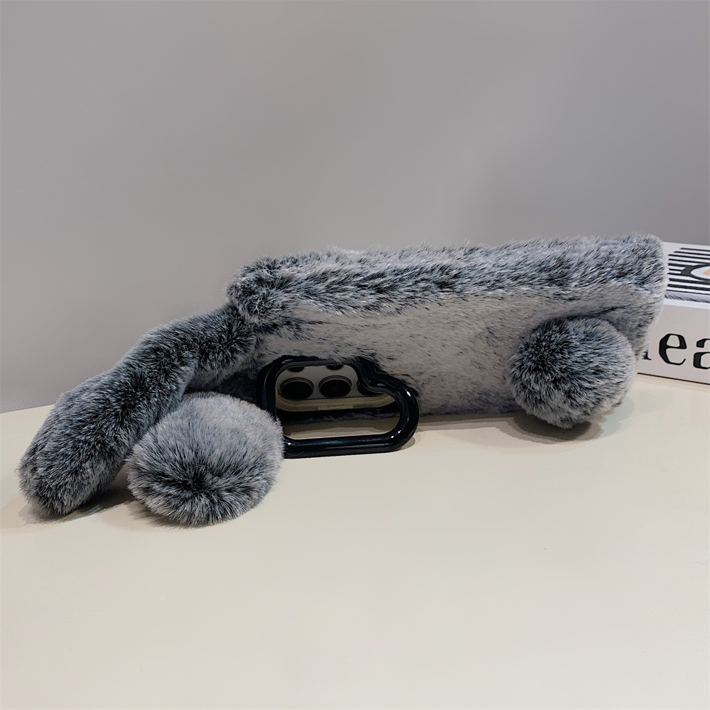 Cute Rabbit Ears Fluffy Stand  - Phone Cases For Samsung review and price