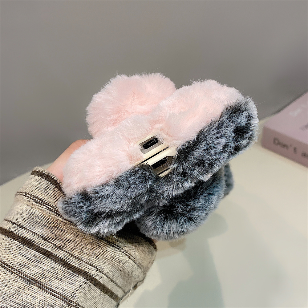Cute Rabbit Ears Fluffy Stand  - Phone Cases For Samsung review and price